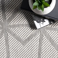 Sanford Light Gray Geometric Outdoor Rug, 5x8