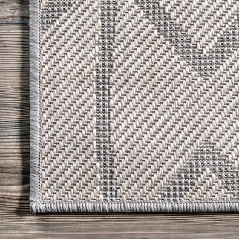 Sanford Light Gray Geometric Outdoor Rug, 5x8