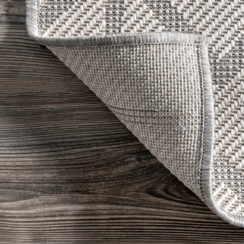 Sanford Light Gray Geometric Outdoor Rug, 5x8