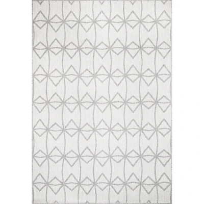 Sanford Light Gray Geometric Outdoor Rug, 5x8