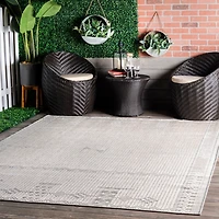 Lowden Gray Tribal Outdoor Rug, 5x8