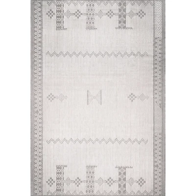 Lowden Gray Tribal Outdoor Rug, 5x8
