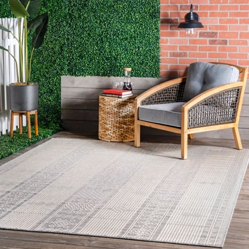 Gray Lee Global Stripes Outdoor Area Rug, 5x8