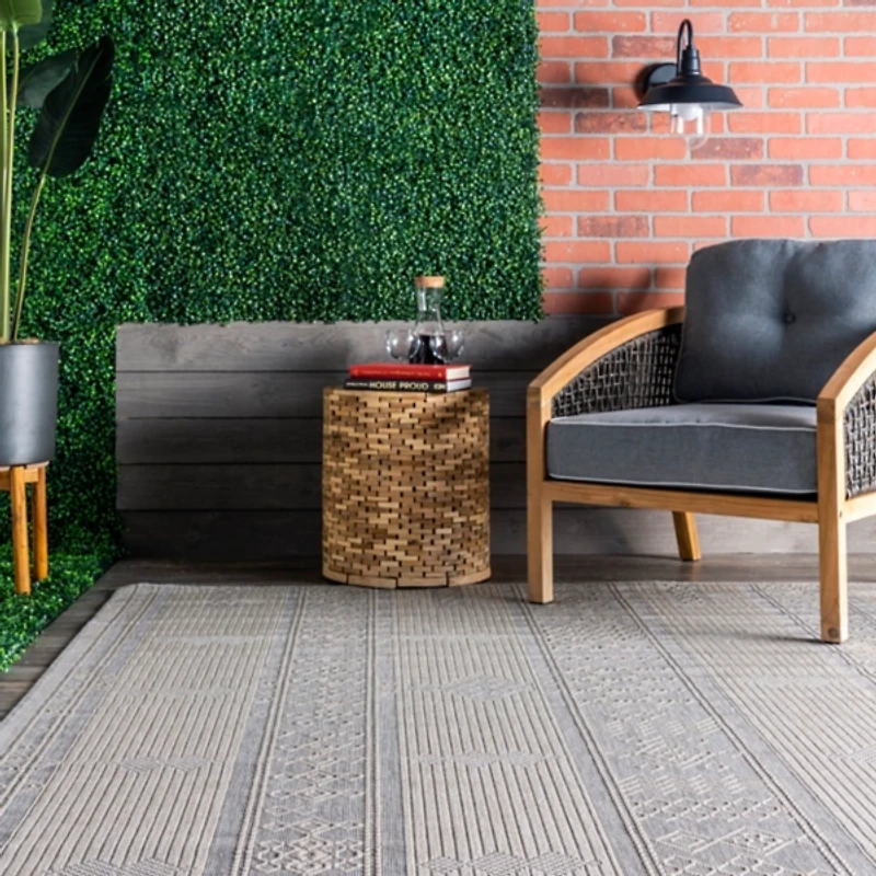 Gray Lee Global Stripes Outdoor Area Rug, 5x8