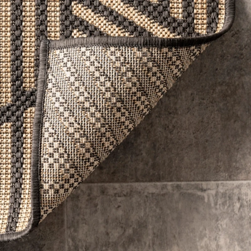 Lori Dark Gray Modern Geometric Outdoor Rug