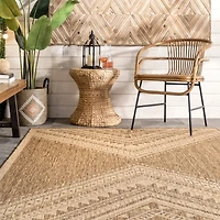 Landy Tan Aztec Outdoor Rug, 8x10