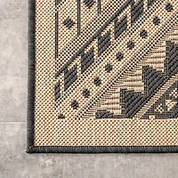 Landy Dark Gray Aztec Outdoor Rug, 8x10