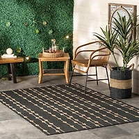 Kendall Gray Vertical Teardrop Outdoor Rug, 8x10