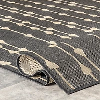 Kendall Gray Vertical Teardrop Outdoor Rug, 8x10