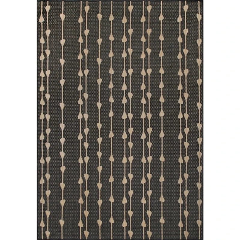 Kendall Gray Vertical Teardrop Outdoor Rug, 8x10