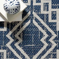 Cammie Blue Moroccan Tribal Outdoor Rug, 5x8