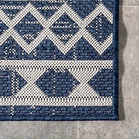 Cammie Blue Moroccan Tribal Outdoor Rug, 5x8