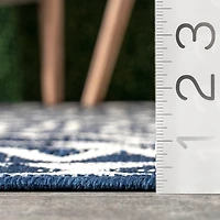 Cammie Blue Moroccan Tribal Outdoor Rug, 5x8