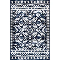Cammie Blue Moroccan Tribal Outdoor Rug, 5x8