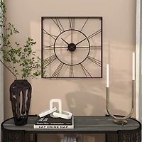 Black Minimal Square Open Face Clock