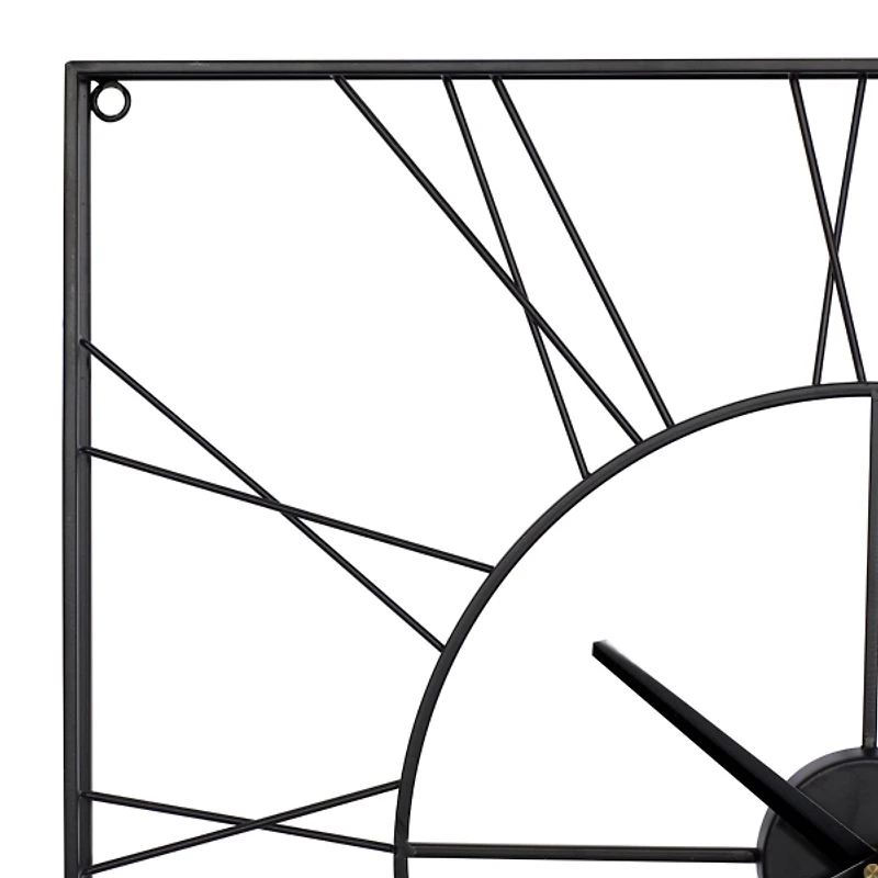 Black Minimal Square Open Face Clock