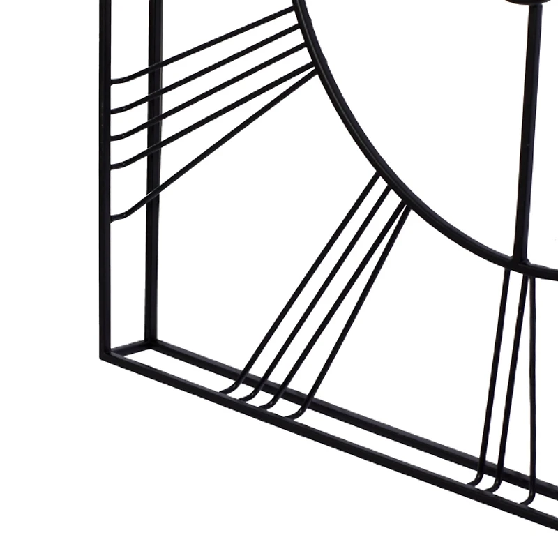 Black Minimal Square Open Face Clock