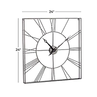 Black Minimal Square Open Face Clock