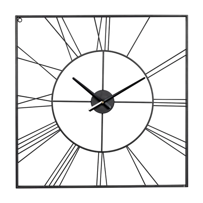 Black Minimal Square Open Face Clock