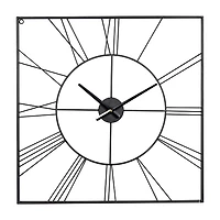 Black Minimal Square Open Face Clock