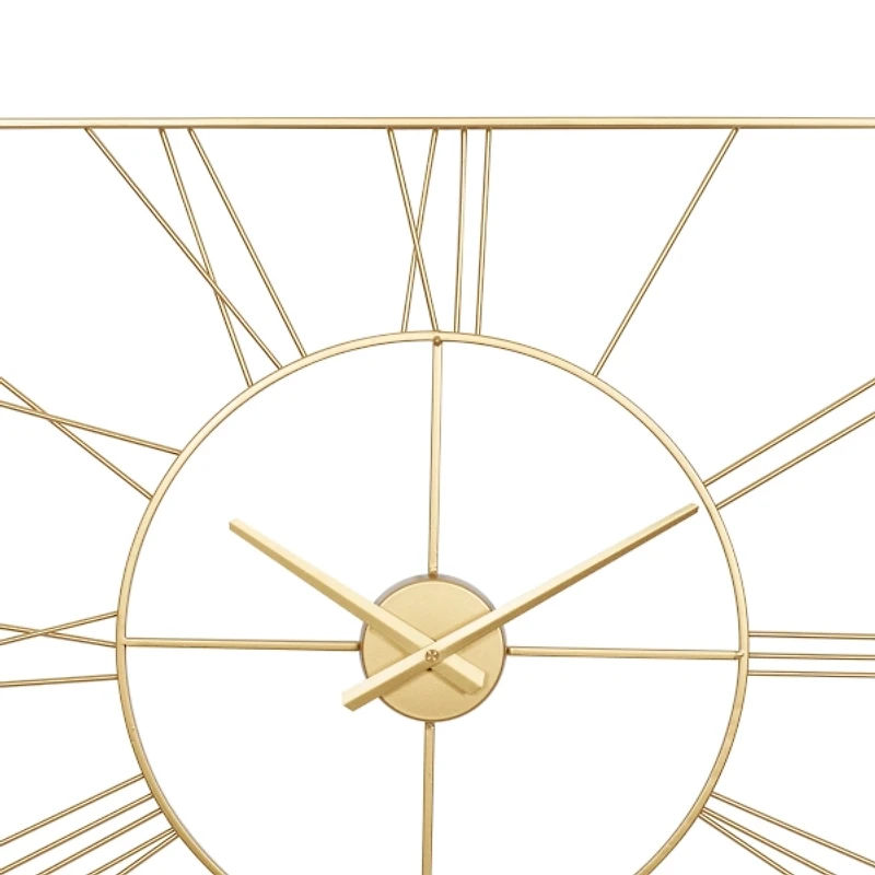 Gold Minimal Square Open Face Clock
