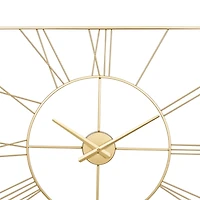 Gold Minimal Square Open Face Clock