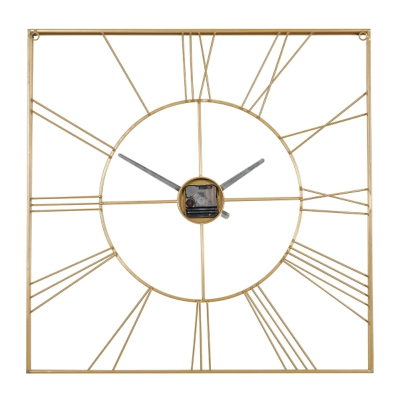 Gold Minimal Square Open Face Clock