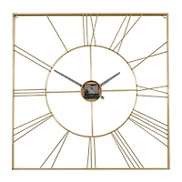 Gold Minimal Square Open Face Clock