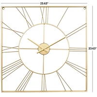Gold Minimal Square Open Face Clock
