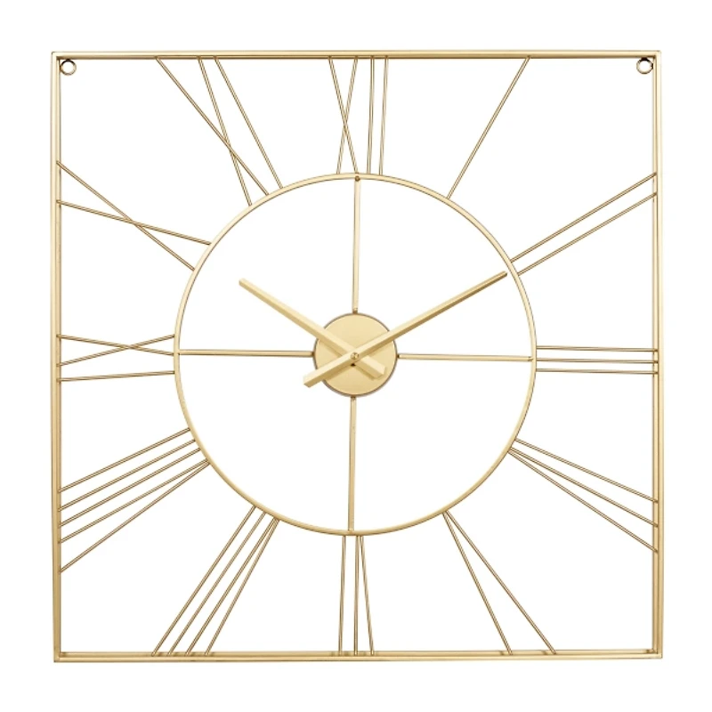Gold Minimal Square Open Face Clock