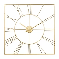 Gold Minimal Square Open Face Clock