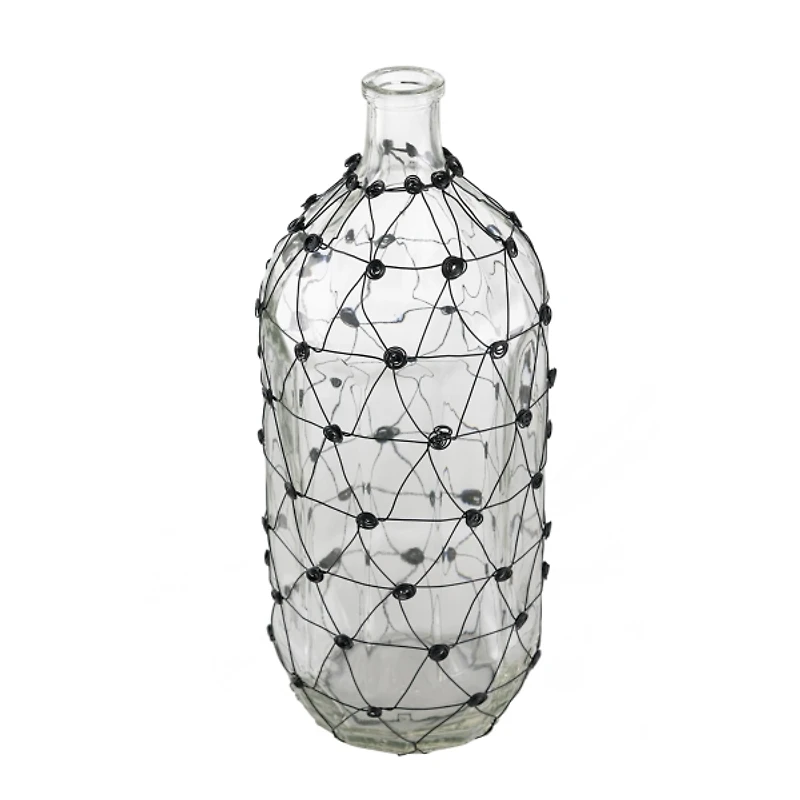 Clear Fishnet Wire Wrapped Vase