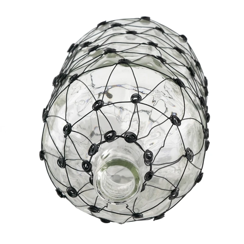 Clear Fishnet Wire Wrapped Vase