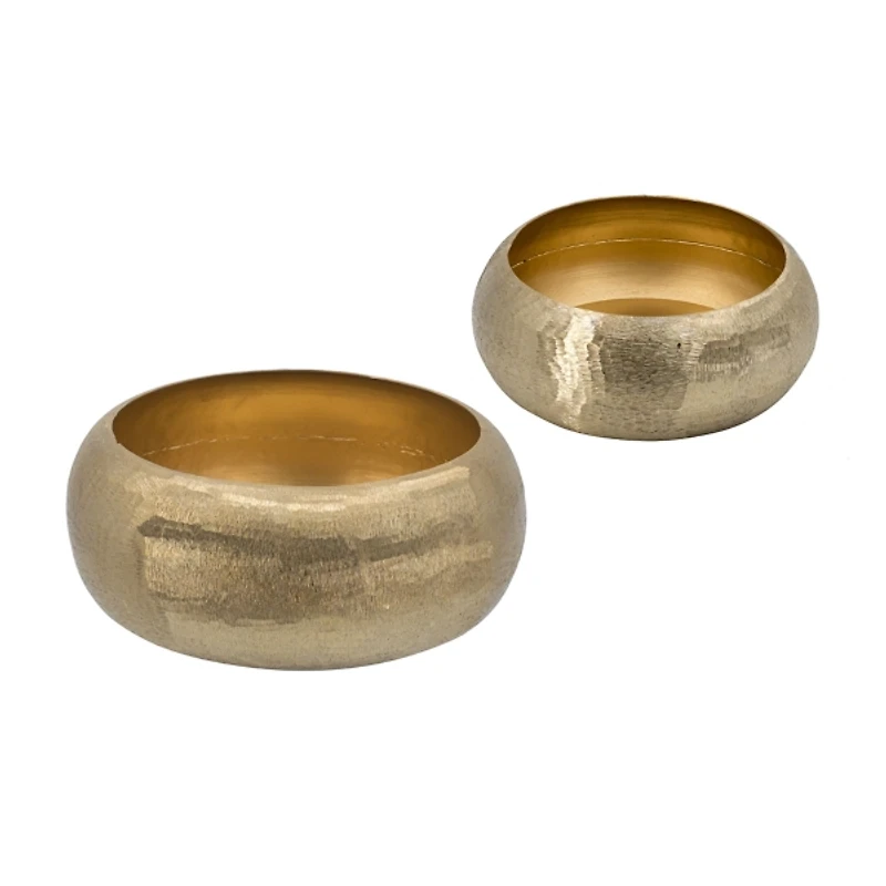 Gold Etched Metal Bowls, Set of 2