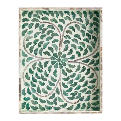 Ivory and Clover Mosaic Capiz Shell Tray, 15 in.