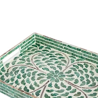 Ivory and Clover Mosaic Capiz Shell Tray, 15 in.