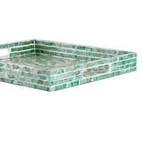 Ivory and Clover Mosaic Capiz Shell Tray, 15 in.