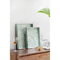 Ivory and Clover Mosaic Capiz Shell Tray, 15 in.
