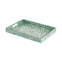 Ivory and Clover Mosaic Capiz Shell Tray, 15 in.
