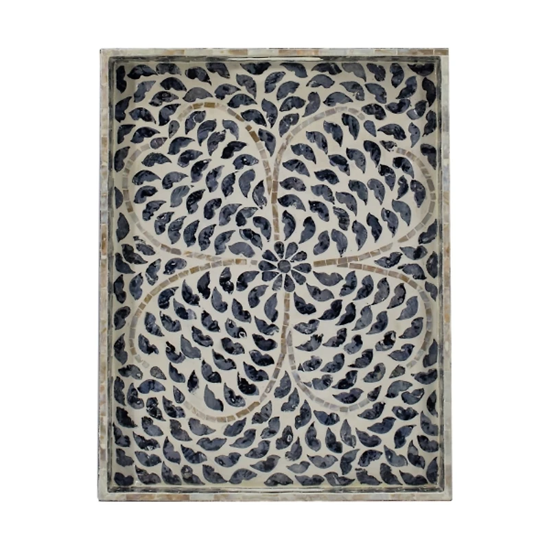 Black and Ivory Mosaic Capiz Shell Tray