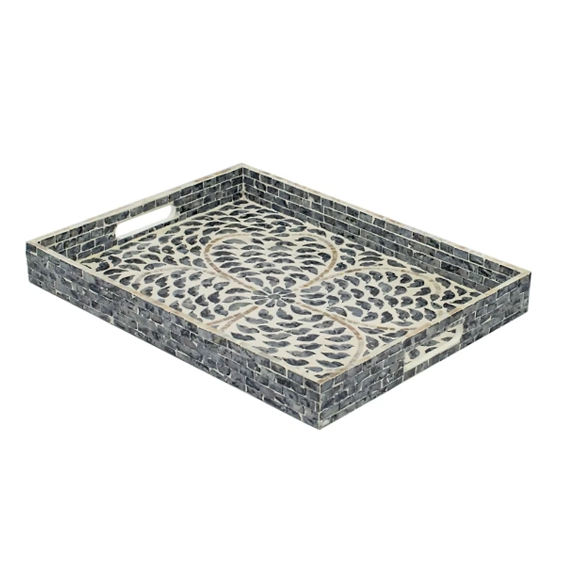 Black and Ivory Mosaic Capiz Shell Tray