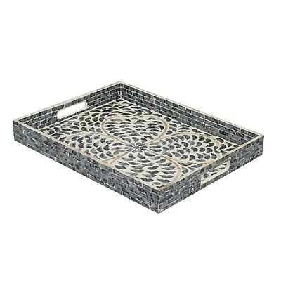Black and Ivory Mosaic Capiz Shell Tray
