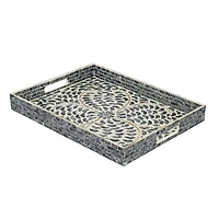 Black and Ivory Mosaic Capiz Shell Tray