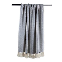 French Blue Chevron Fringe Throw