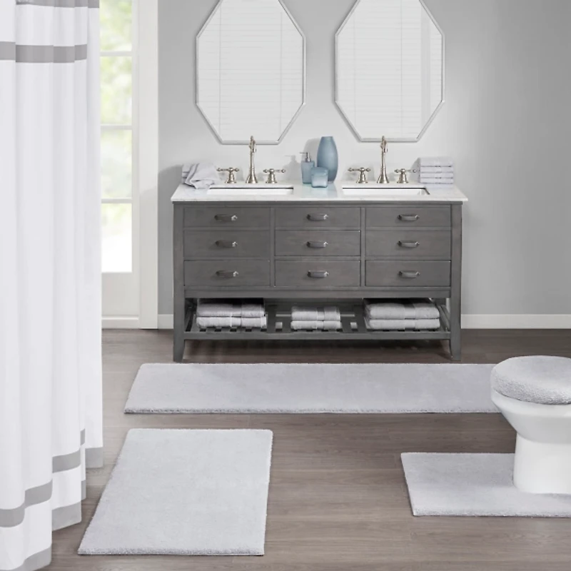 Gray High Pile Marshmallow Bath Mat, 70 in.