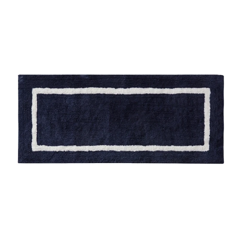 Blue Geometric Pattern Reversible Bath Mat, 60 in.