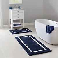 Blue Geometric Pattern Reversible Bath Mat, 60 in.