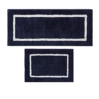 Blue Geometric Pattern Reversible Bath Mat, 60 in.