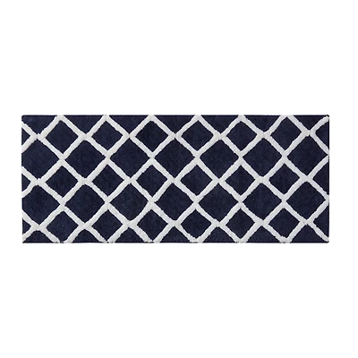Blue Geometric Pattern Reversible Bath Mat, 60 in.