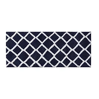 Blue Geometric Pattern Reversible Bath Mat, 60 in.